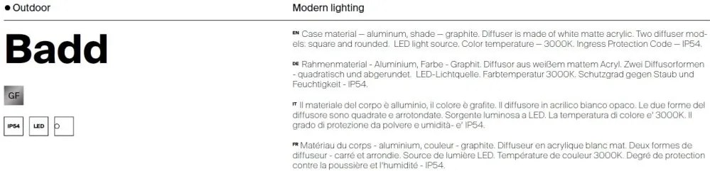 Aplica LED pentru exterior IP54 Badd