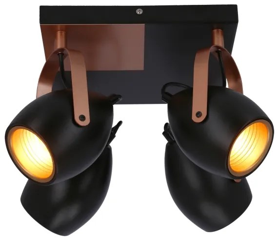 Spot ANICA 4xE14/40W/230V negru/cupru