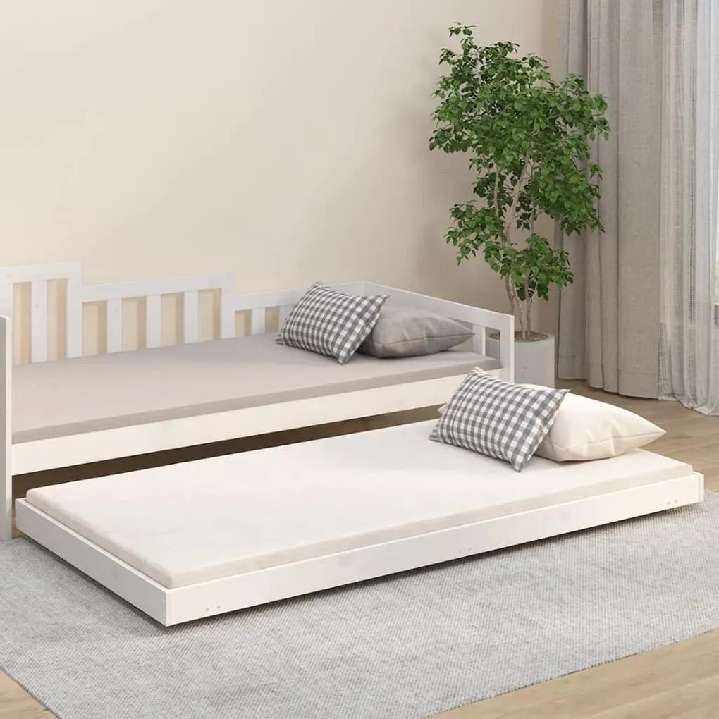 823495 vidaXL Cadru de pat, alb, 90x200 cm, lemn masiv de pin