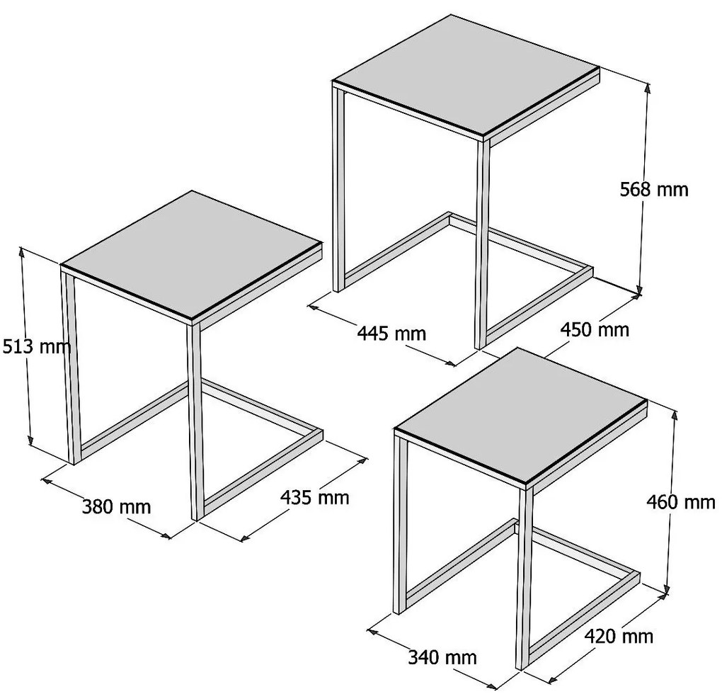 Masă pliabilă Ege Walnut, 3 buc