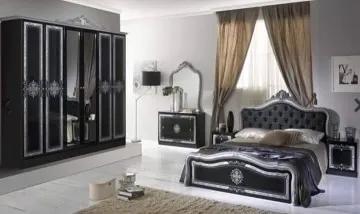 Dormitor italian clasic negru lucios cu argintiu LUISA