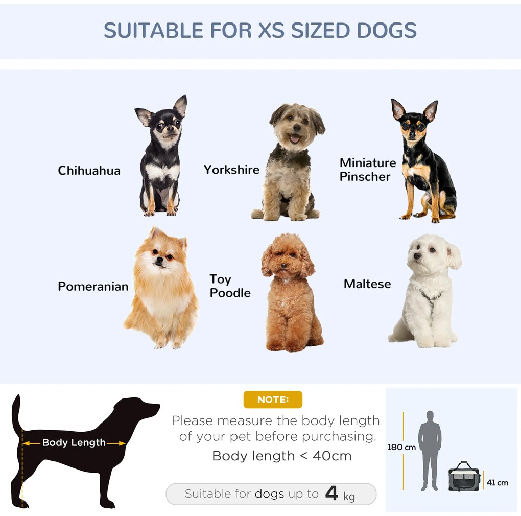 Transportor pliabil pentru animale de companie PawHut, 60cm, gri | AOSOM RO