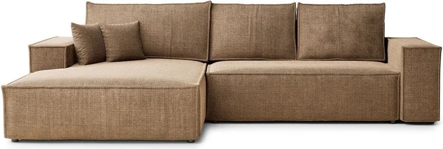 Colțar maro deschis extensibil/cu spațiu de depozitare cu tapițerie din chenille (cu colț pe partea stângă/cu șezlong) Maze – Maison de Rêve