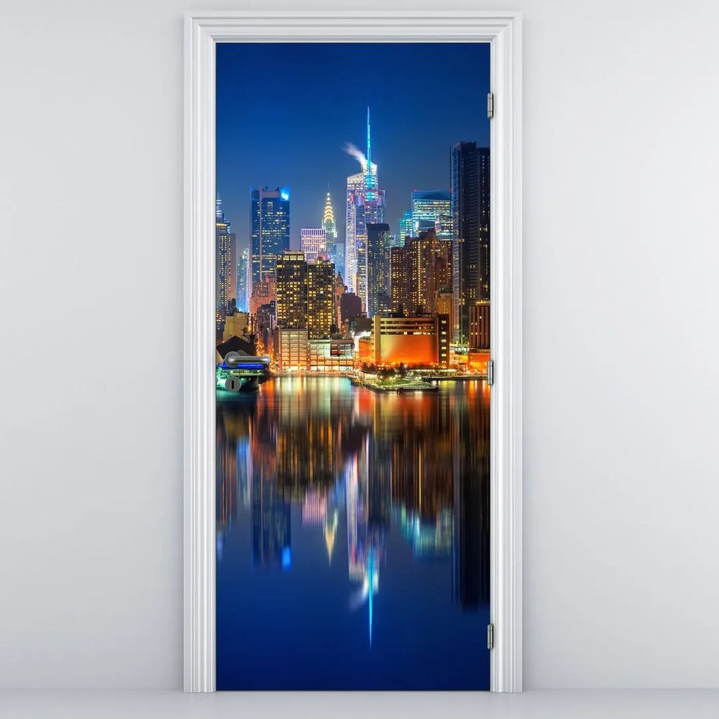 Fototapet pentru ușă - Manhattan noapea (95x205cm)