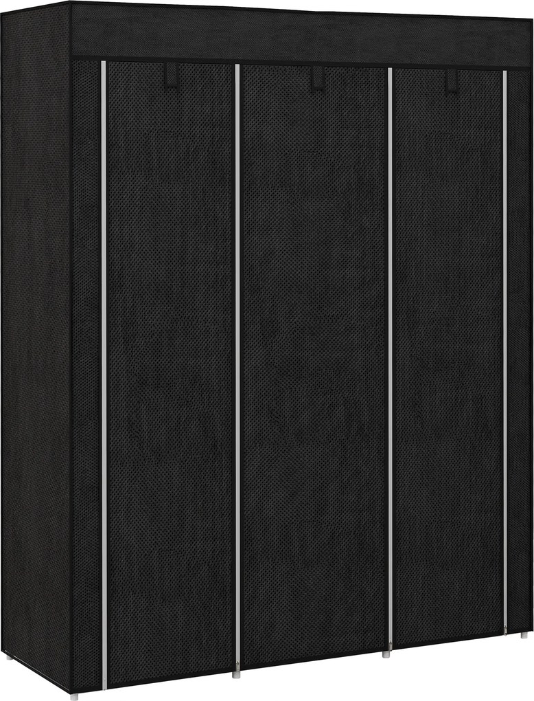 HOMCOM Dulap din Material Textil cu Bază Înălțată, 8 Rafturi și 2 Bare, 125x43x162.5 cm, Gri Închis | Aosom Romania
