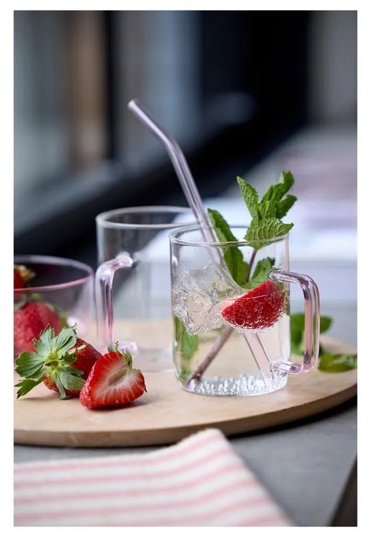 Paie de băut cu perie de curățare 4 buc. din sticlă – Lyngby Glas