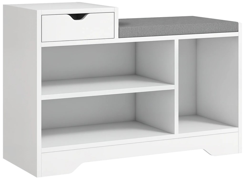 HOMCOM Mobilier și banc pentru pantofi 1 sertar și 3 compartimente, capacitate 5 perechi MDF, 76,5L x 30A x 52Î cm | Aosom Romania