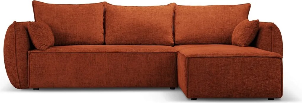 Coltar extensibil dreapta 4 locuri, Kaelle, Micadoni Home, BL, 252x165x87 cm, poliester chenille, caramiziu