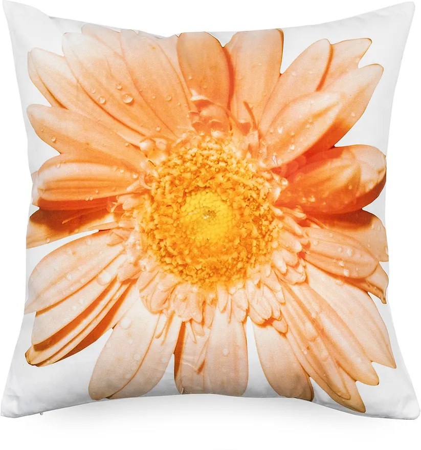 Față de pernă floare portocaliu, 45 x 45 cm
