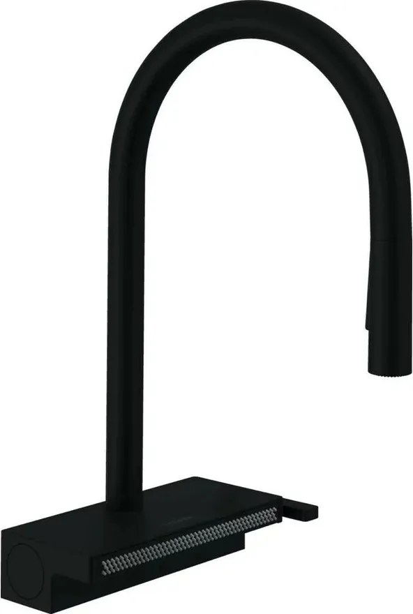 Baterie bucatarie cu dus extractibil 3 jeturi Hansgrohe Aquno Select M81 170 sBox negru mat