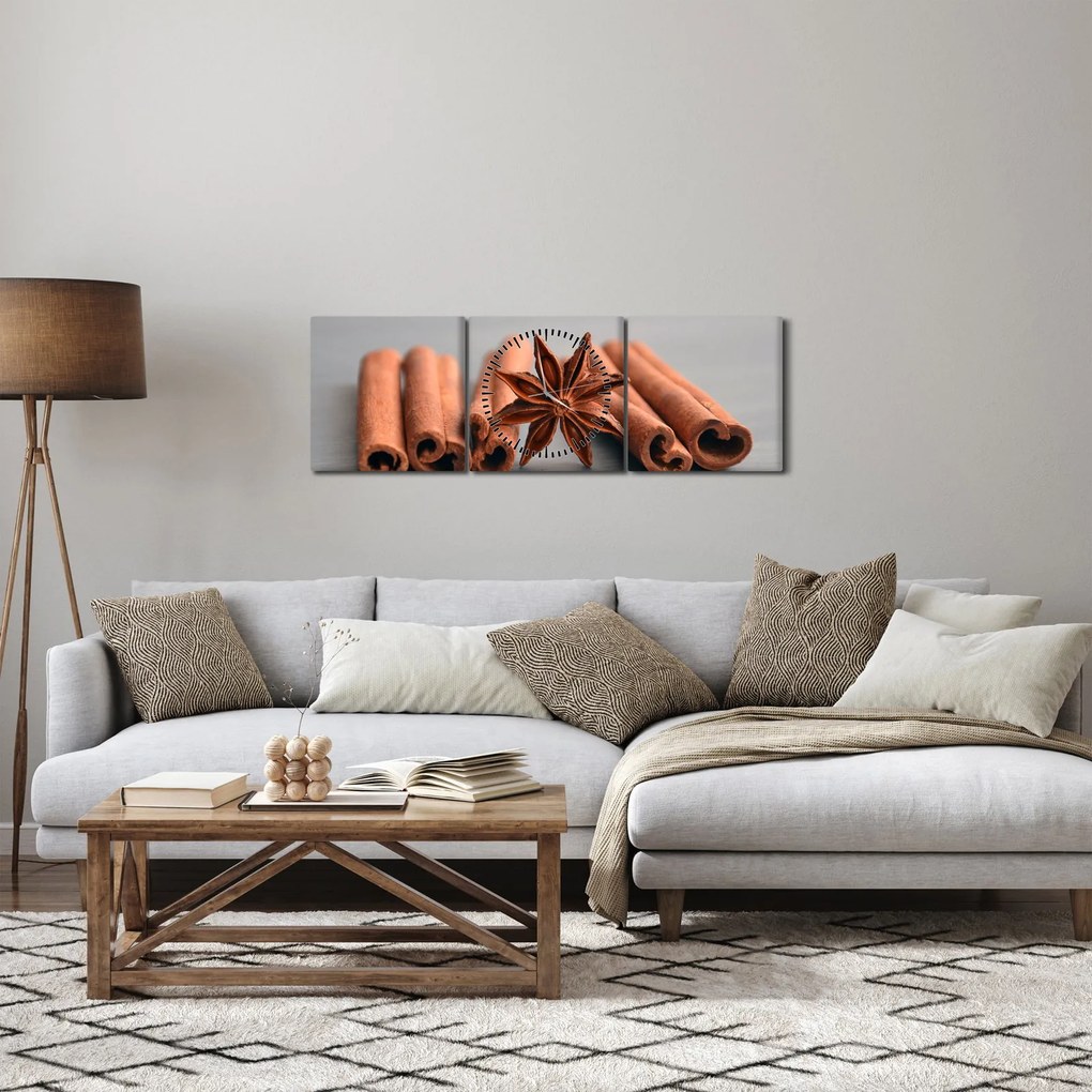 Tablou cu scorțișoară (cu ceas) (90x30 cm)