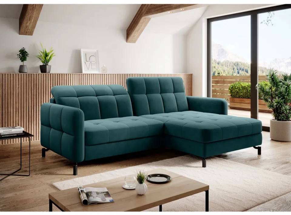 Canapea extensibila cu spatiu pentru depozitare, 225x105x160 cm, Lorelle R02, Eltap (Culoare: Verde inchis / Matt Velvet 75)