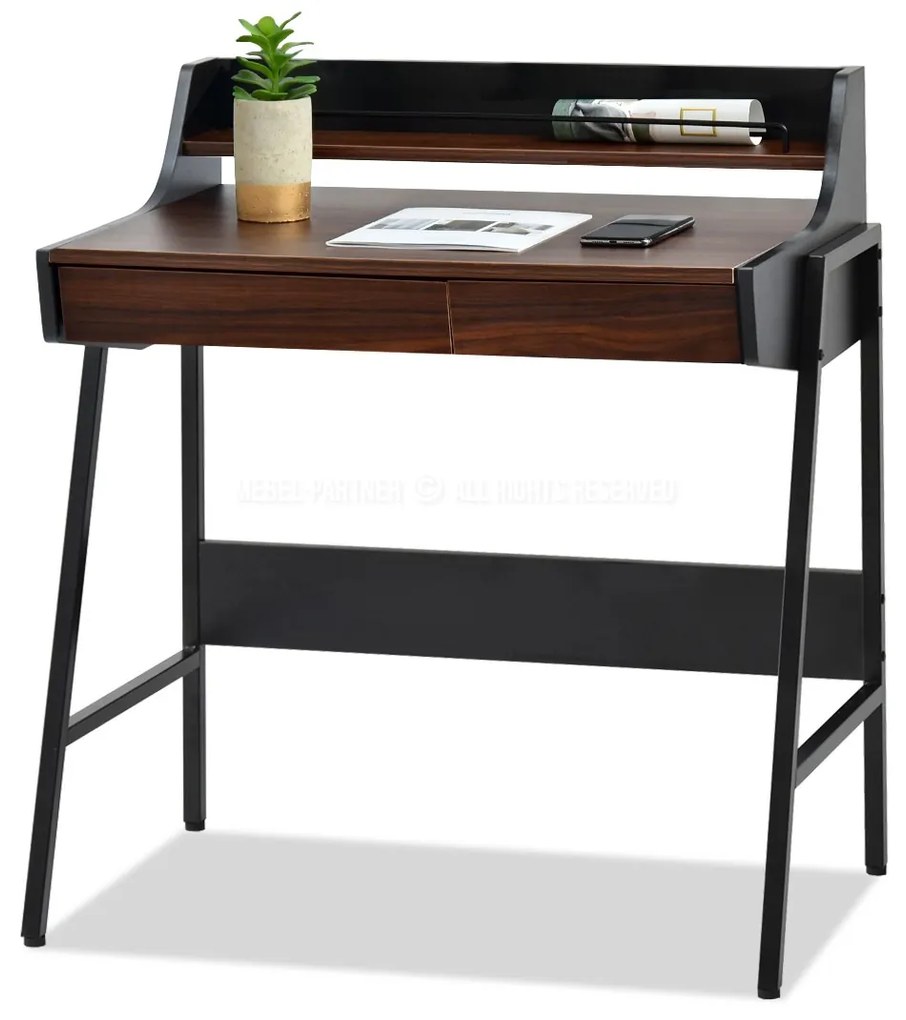 Masă PC Borge (nuc închis + negru). Promo -12%. 1109740