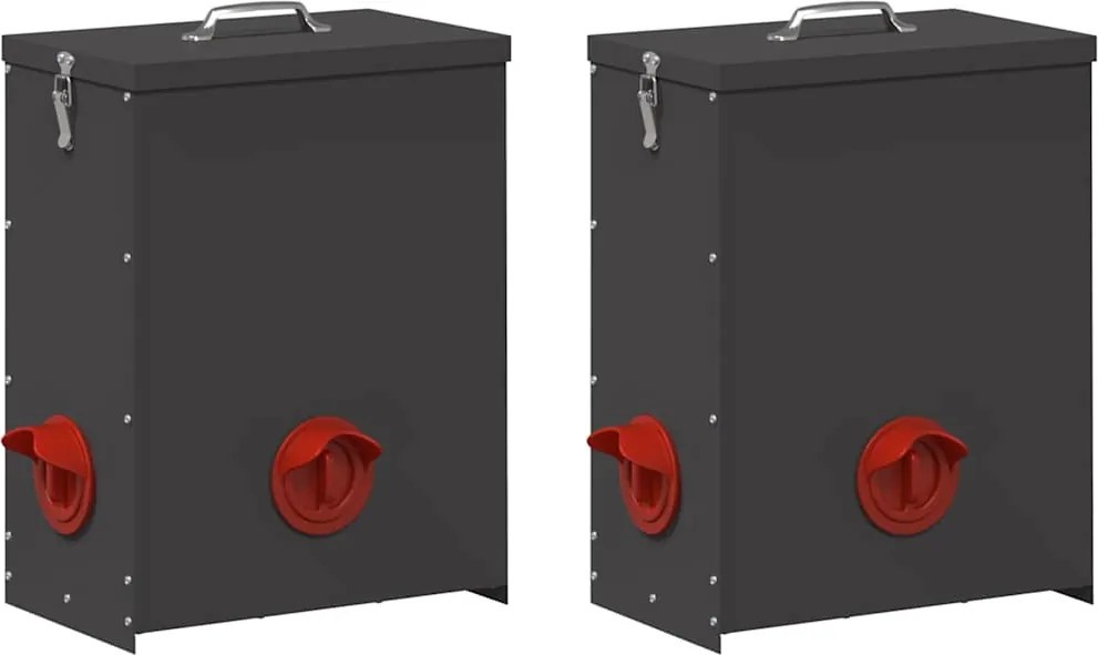 vidaXL Feeder pentru pui 2 pcs Negru 32,5 x 20,5 x 43 cm