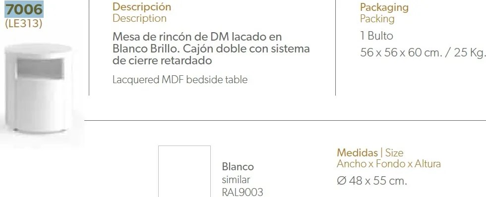 Masuta/ Noptiera eleganta design modern Dreams AC-LE313-BLANCO