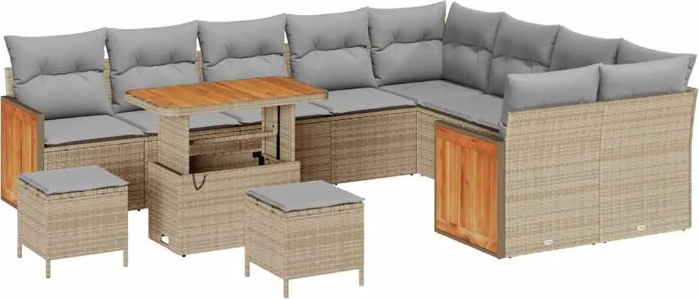 vidaXL Set de canapele pentru grădină 13 pcs Beige și gri deschis