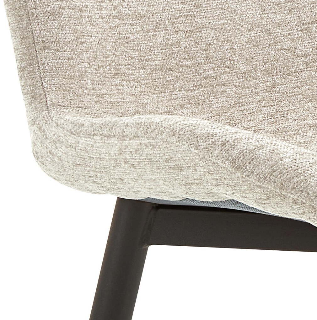 MAZZONI EXPORT FIORA Bej (material Apia 453)/cadru negru – SCAUN MODERN TAPITAT DIN CHENILLE PENTRU LIVING/BUCĂTĂRIE