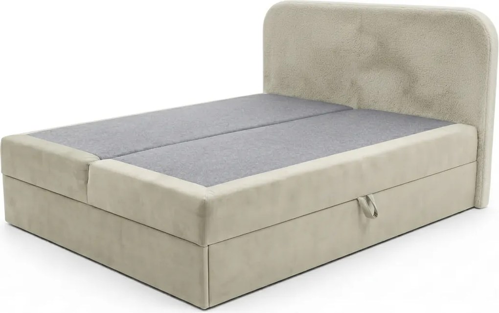 Pat boxspring capitonat FORENA 160x200 cm crem Saltea: Saltea cu arcuri Bonell