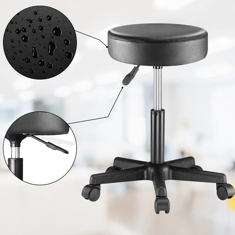 Taburet pe roți BONY, Ø35cm, negru Jurhan