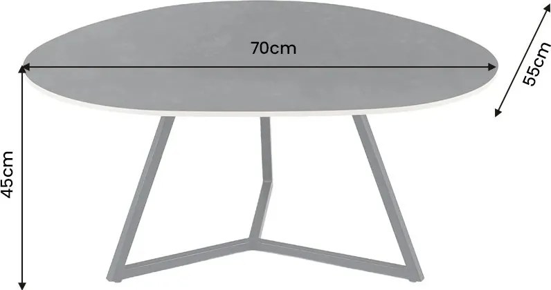 Masuta de cafea cu blat ceramic gri MARVELOUS 70cm