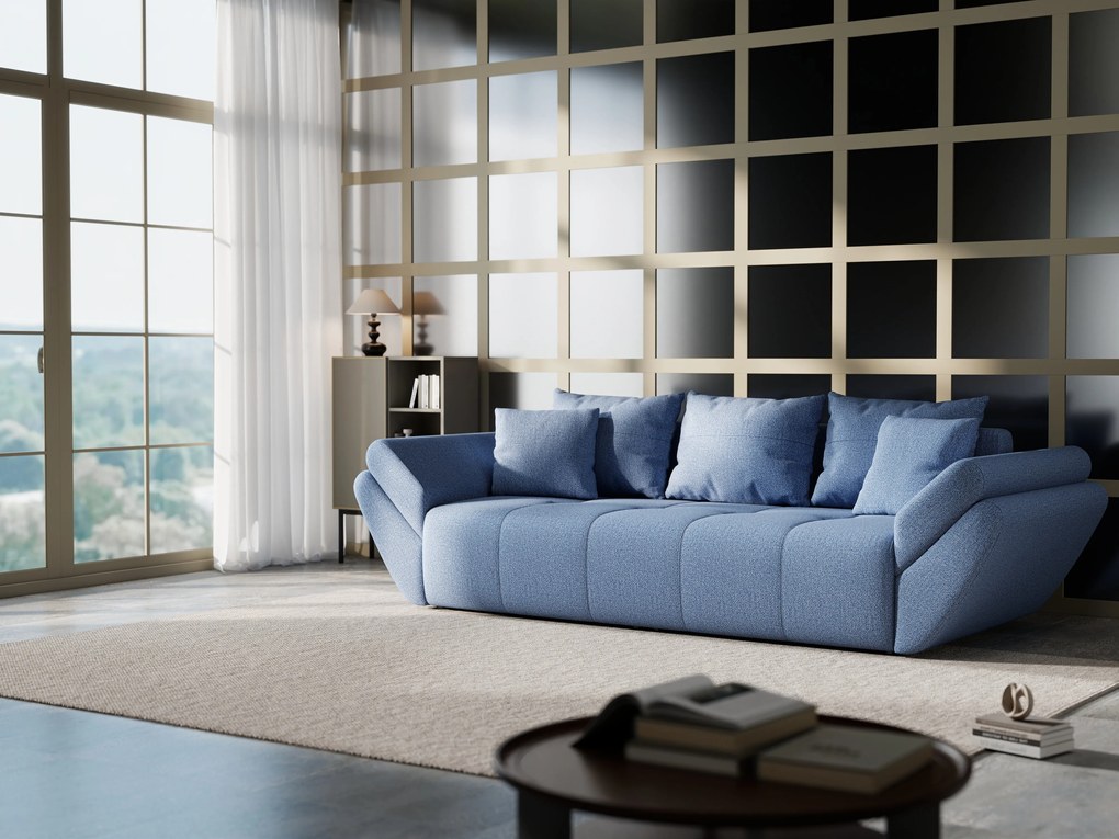 Canapea extensibilă dumonde cu ladă de depozitare si sezut confortabil din spuma high-density, Berlin Enjoy Blue 250x100 cm