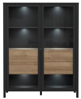 Vitrina High Rock, Negru & Natur, 152.5 x 40 x 121.5 Cm
