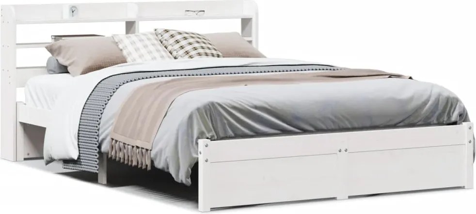 vidaXL Cadru de pat cu tăblie fără saltea, alb, 160x200 cm