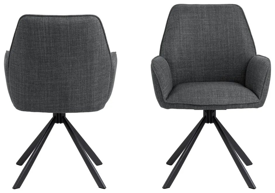 Set de scaune de sufragerie gri închis cu cotiere 2 buc. tapițat Glenda – Actona