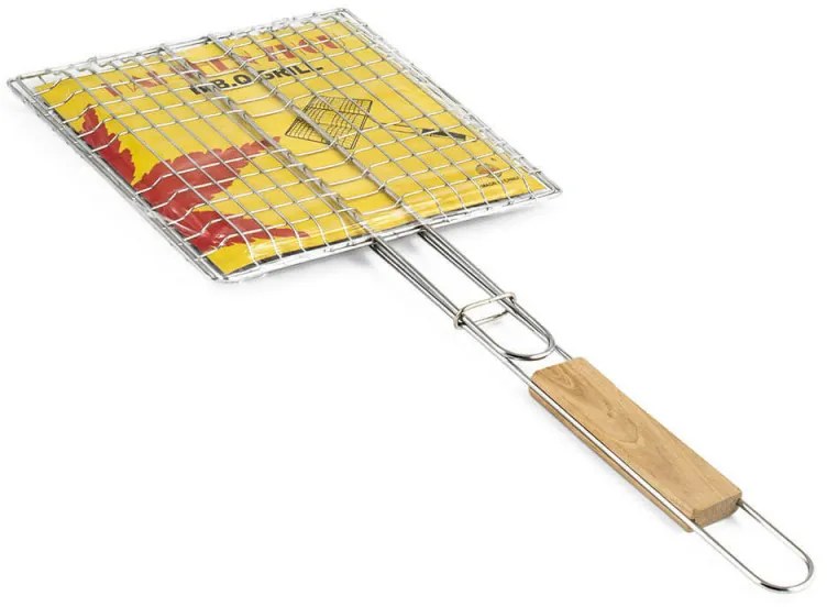 Gratar cu maner Muhler 1001836N, 22.5x20.5x52 cm, Maner din lemn, Inox