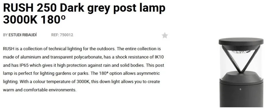 Mini Stalp LED iluminat exterior simetric 180º IP65 RUSH 25cm 3000K