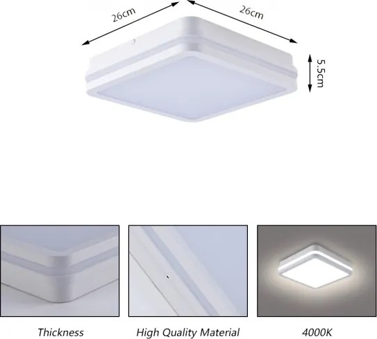Brilagi - Corp de iluminat exterior LED cu senzor BENE, 24W, 230V, 26x26 cm, alb, IP54