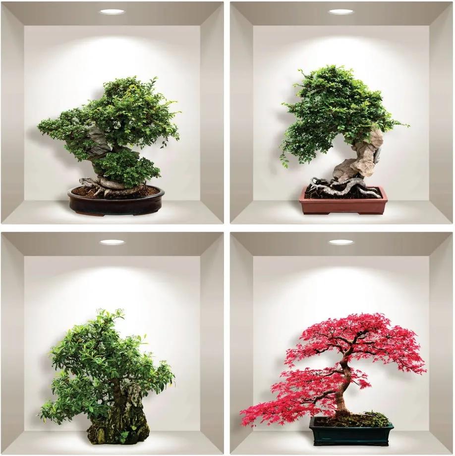 Set 4 autocolante 3D pentru perete Ambiance Bonsai Maple