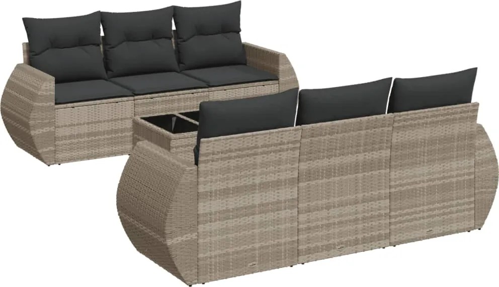 vidaXL Set canapele de grădină cu perne, 7piese gri deschis poliratan