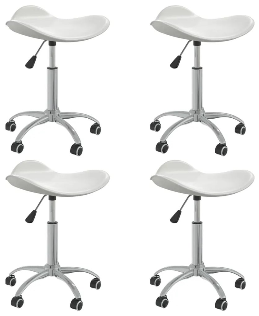 3088535 vidaXL Scaune de bucătărie pivotante, 4 buc., alb, piele ecologică