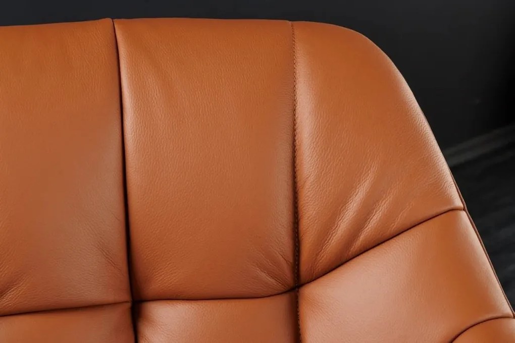 Set 2 scaune pivotante Papillon, piele coniac