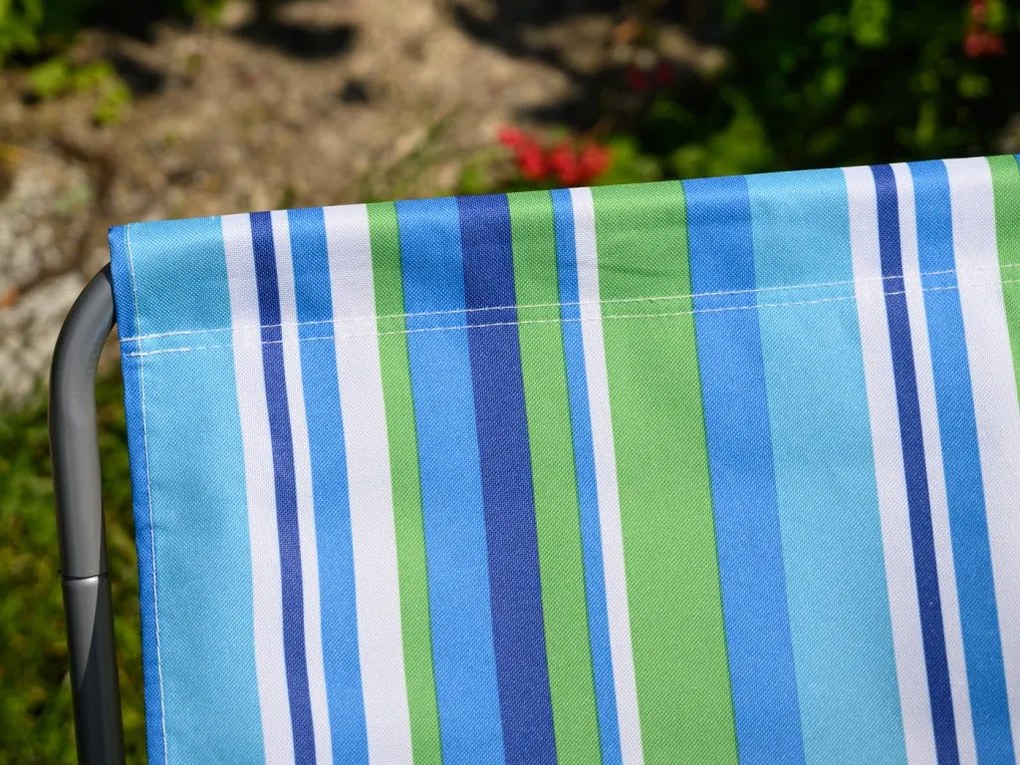 Set de 2 sezlonguri pliante pentru plaja SAND, albastru-alb