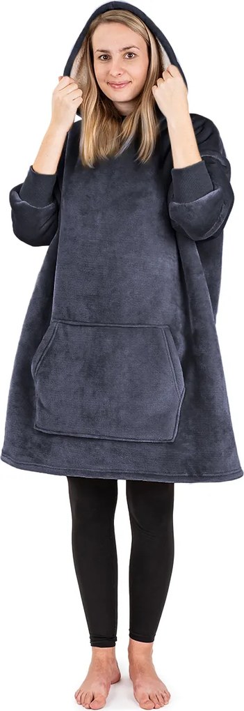 Hanorac din micropluș și imitație de blăniță 4Home Antracit, uni M – pentru femei