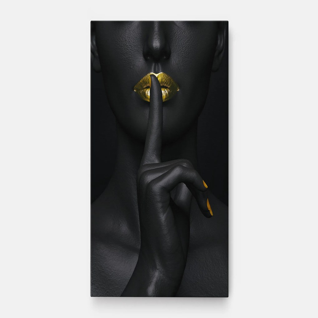Tablou Canvas, 40x80cm, Dormitor si Living, Femei, Lips, Silence Lips Portrait