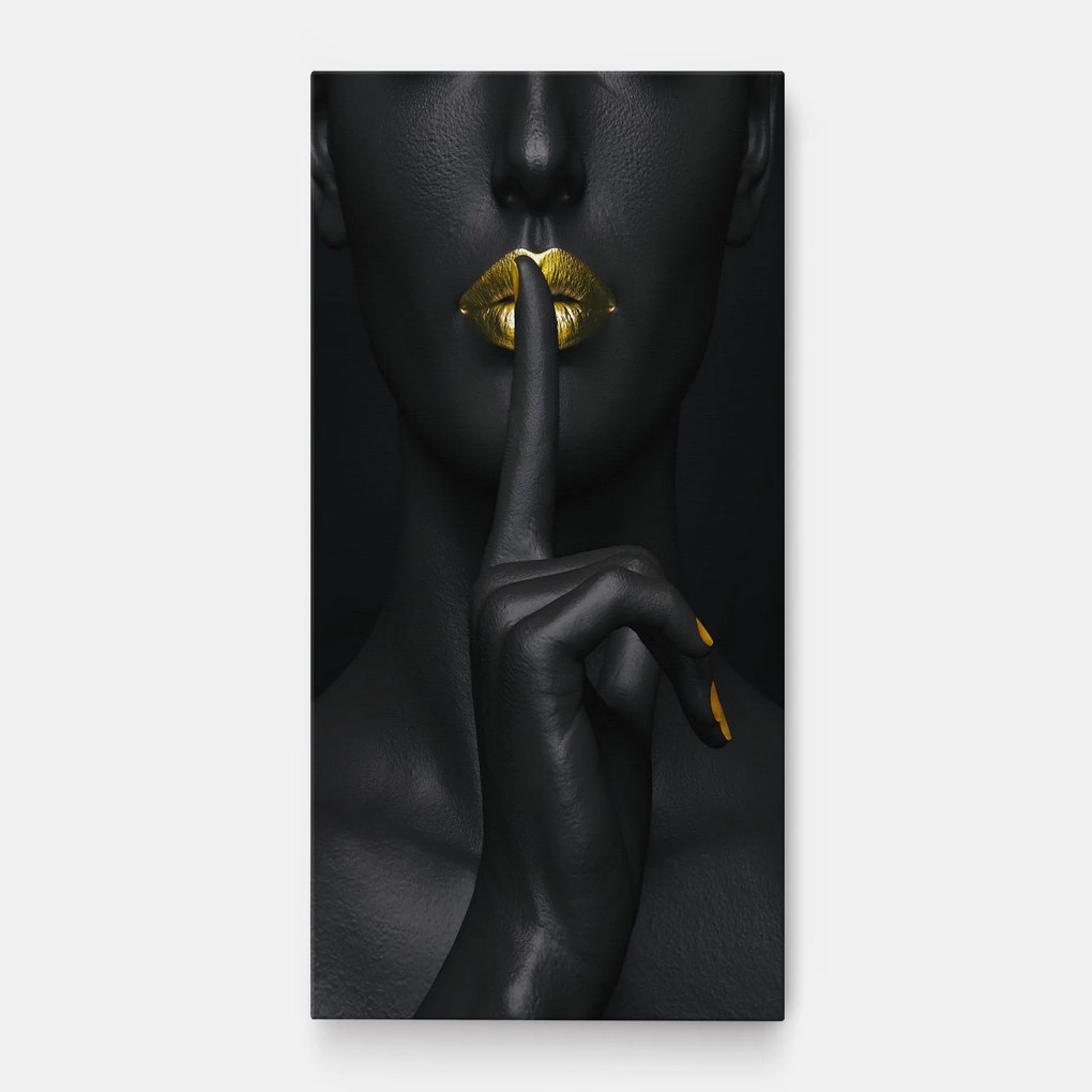 Tablou Canvas, 80x160cm, Dormitor si Living, Femei, Lips, Silence Lips Portrait