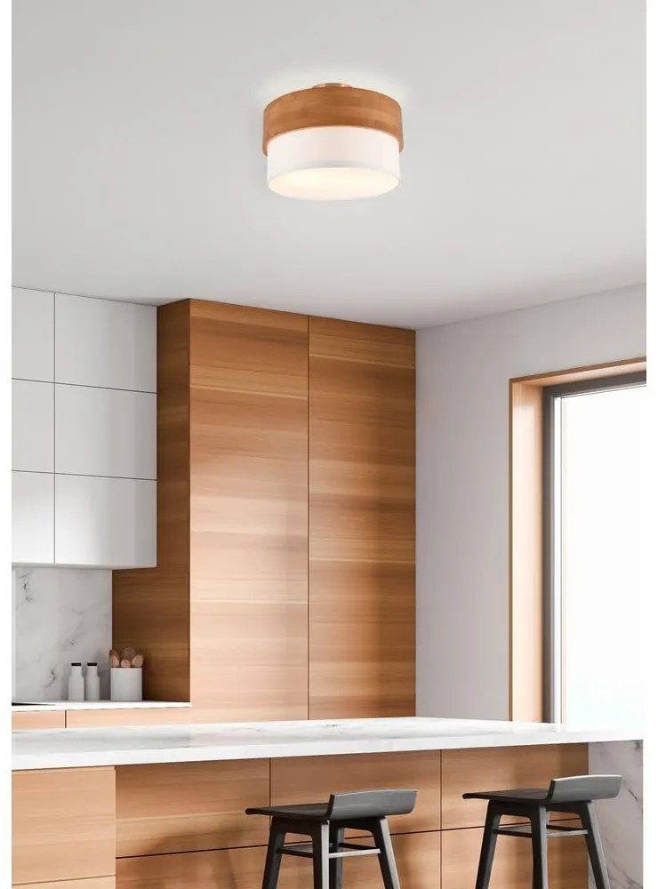 Plafonieră albă/în culoare naturală cu abajur textil Seasons – Trio