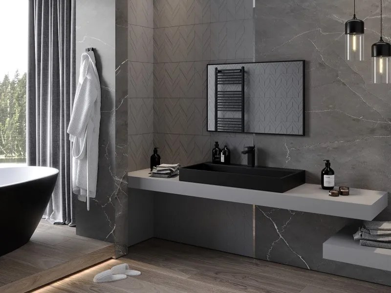 Mexen Loft oglindă de baie dreptunghiulară 90 x 60 cm, ramă neagră - 9852-090-060-000-70