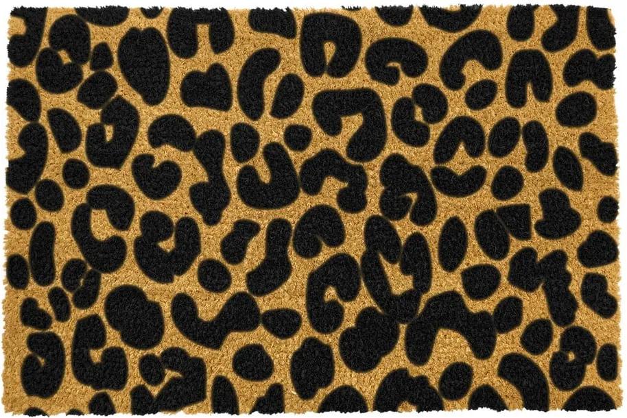 Covoraș intrare din fibre de cocos Artsy Doormats Leopard, 40 x 60 cm, negru