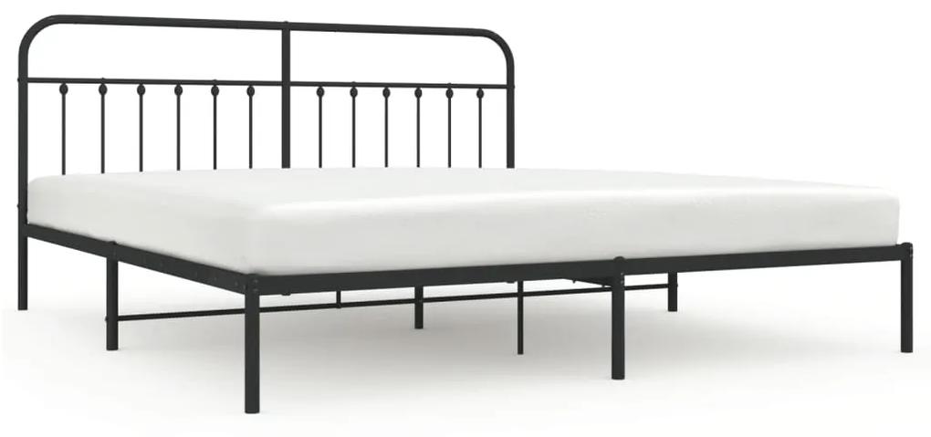 352584 vidaXL Cadru de pat metalic cu tăblie, negru, 193x203 cm