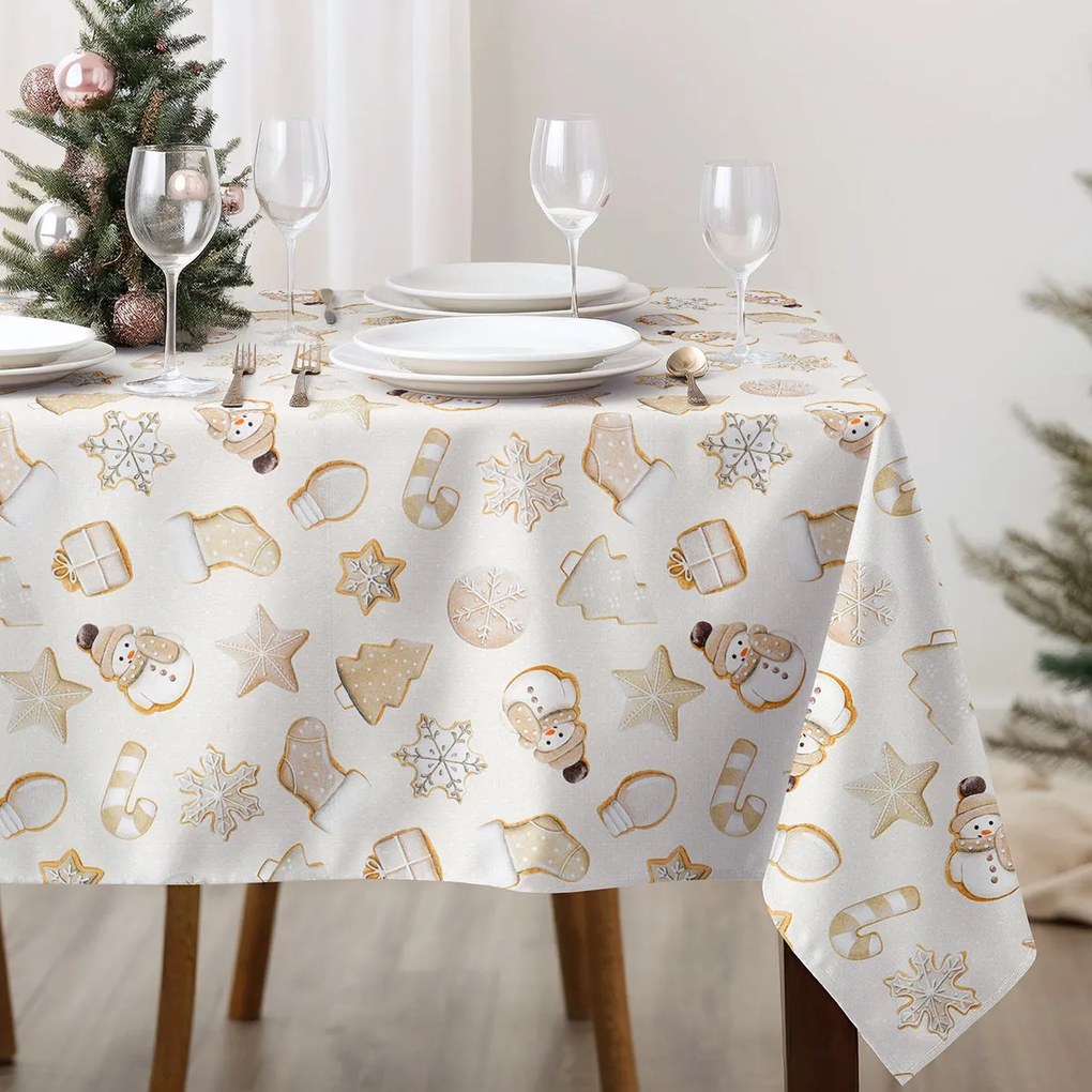Goldea față de masă decorativă loneta - turtă dulce de crăciun 120 x 200 cm