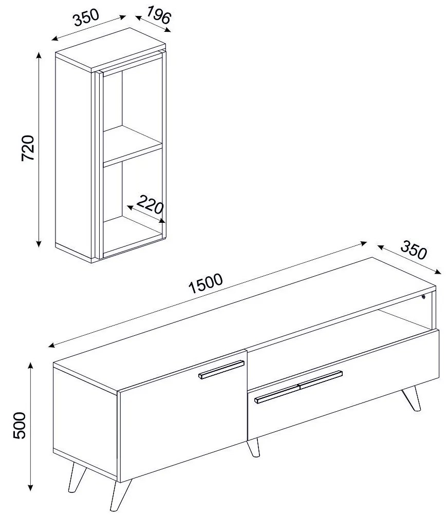 Mobilier living Sepada 2 (stejar zafir + alb) . 1095594