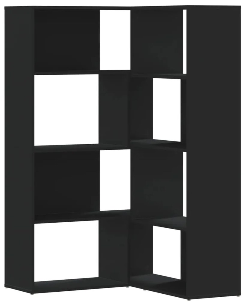 3307811 vidaXL Bibliotecă 4 niveluri, negru, 85x85x140 cm, lemn prelucrat