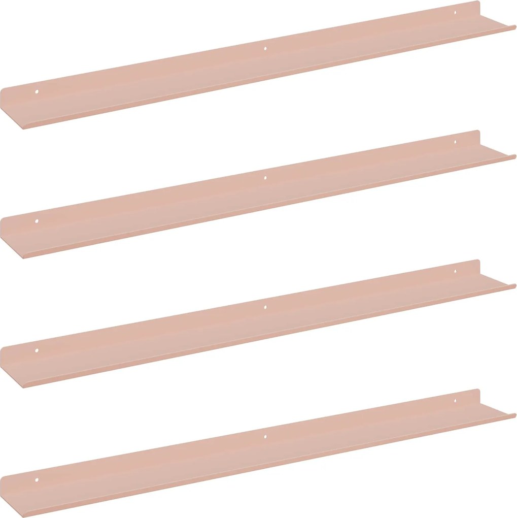 vidaXL Raft suspendat Pe perete 4 pcs Roz 80 x 9 x 2,5 cm Oțel