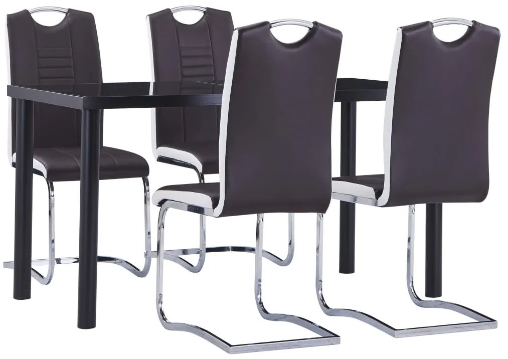 vidaXL Set mobilier de bucătărie, 5 piese, maro, piele ecologică