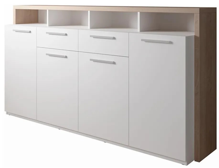 Comodă LEBY, Stejar Sonoma/Alb