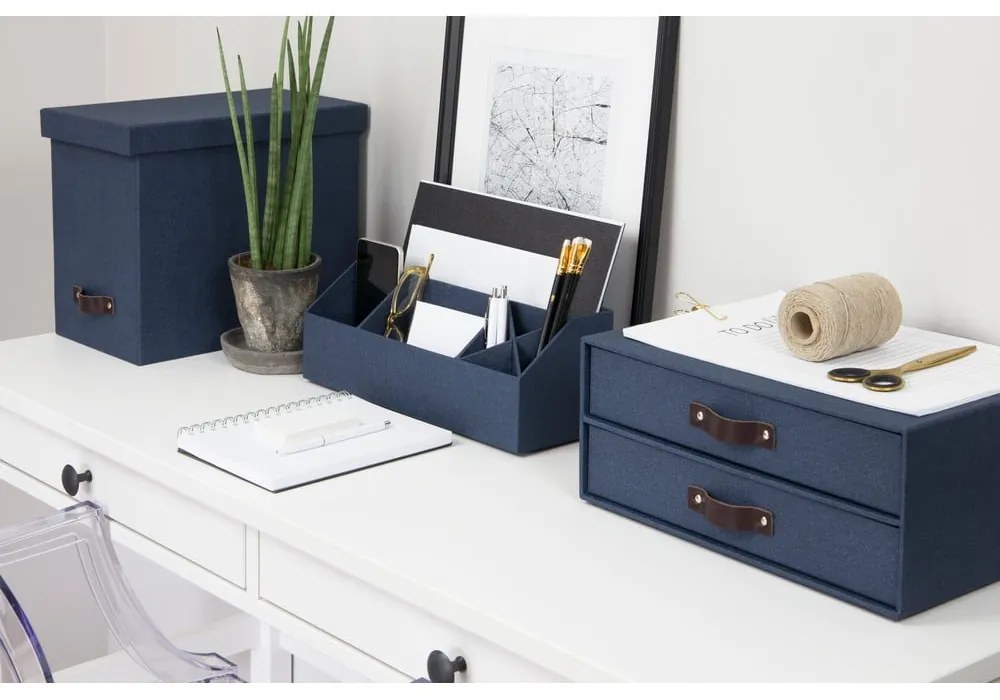 Organizator cu 2 sertare pentru documente Bigso Box of Sweden Birger, 33 x 25,5 cm, albastru închis